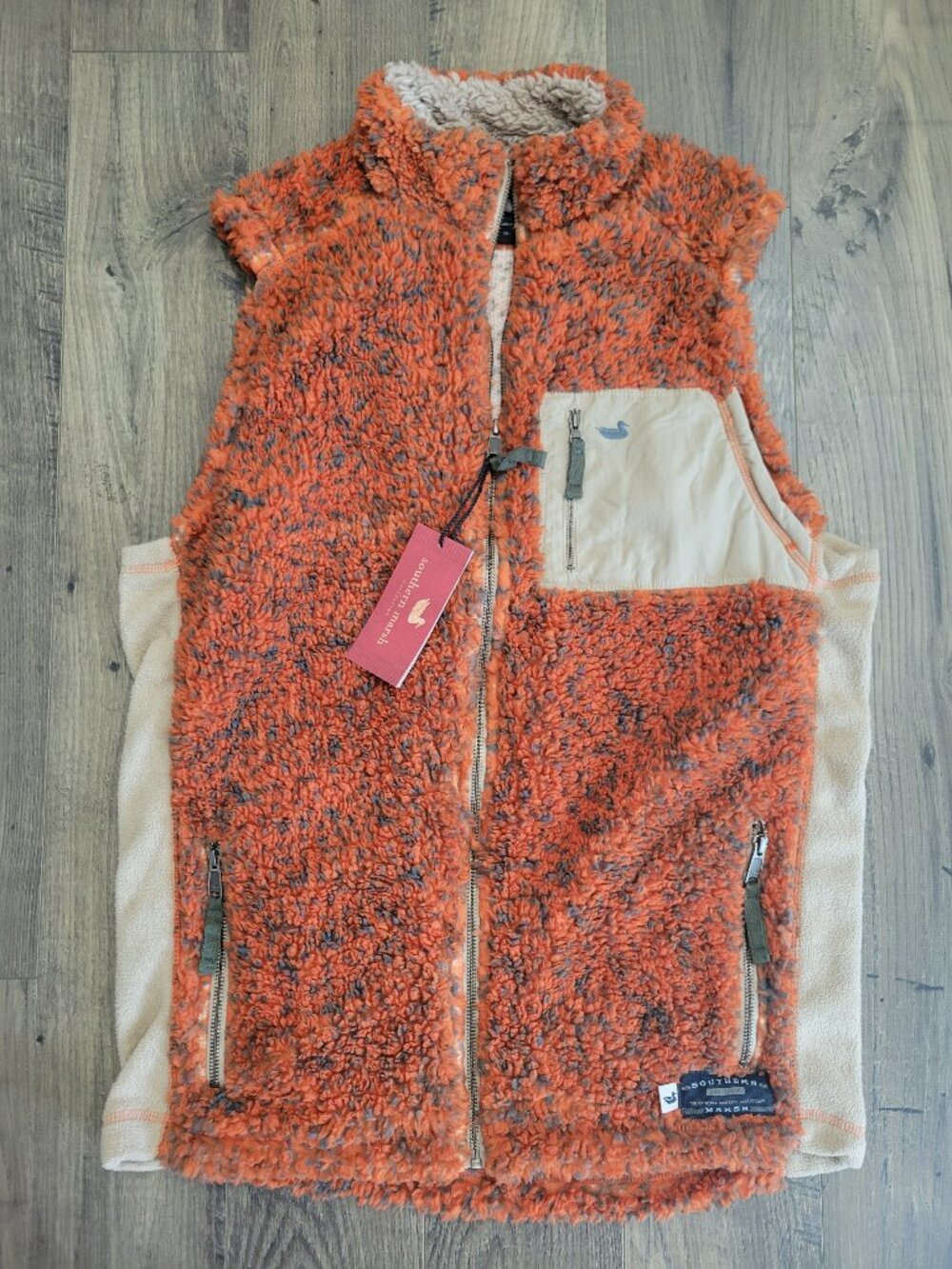 Southern Marsh Blue Ridge Sherpa Vest Orange Gray Medium NWT Unisex